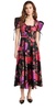 Red and Purple Floral Printed Silk Twill Dress