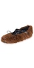 Faux Fur Crisscross Ballerina Flats