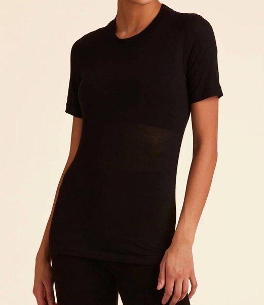 washable cashmere tee in black