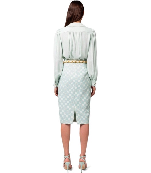 Elisabetta Franchi Acqua Monogram Belted Skirt