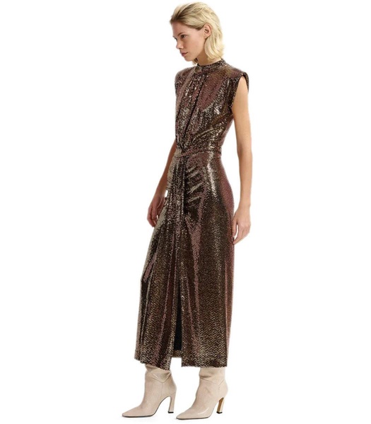 Essentiel Antwerp  Gonnak Gold Midi Dress