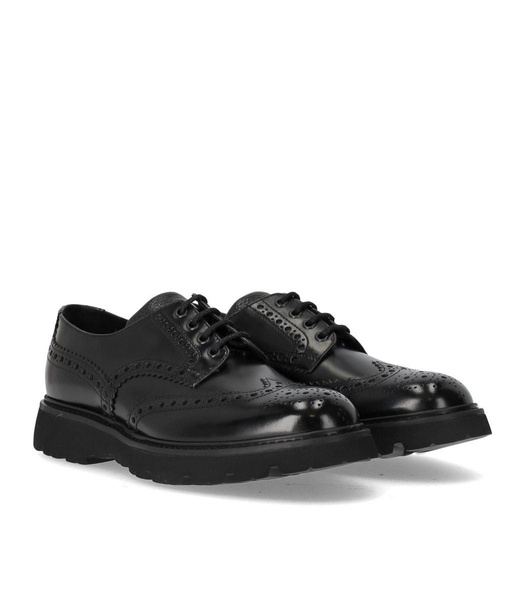 Doucal's Derby Black Brogue Lace-Up Shoe