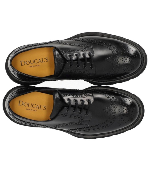 Doucal's Derby Black Brogue Lace-Up Shoe