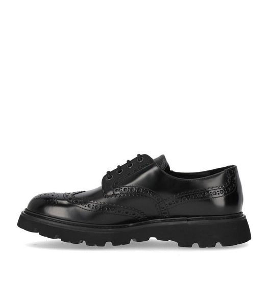 Doucal's Derby Black Brogue Lace-Up Shoe