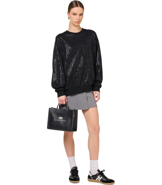  elisabetta franchi black sweatshirt with logo print