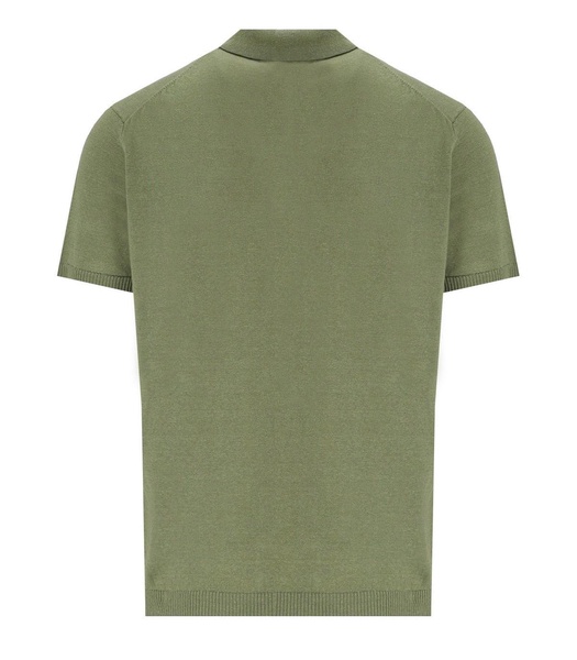 amaránto military green linen polo shirt