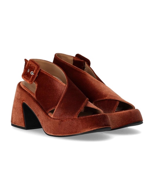 ganni brick red heeled sandal