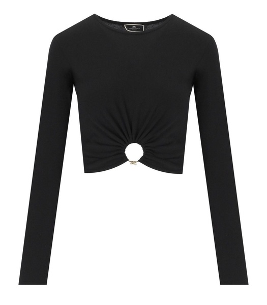 Elisabetta Franchi Ring Embellished Cropped Top