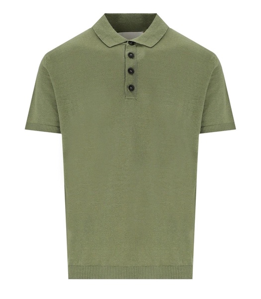 amaránto military green linen polo shirt