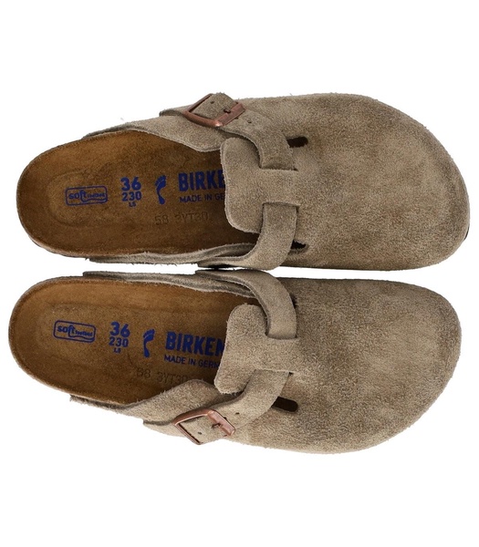 birkenstock boston suede taupe women's clog