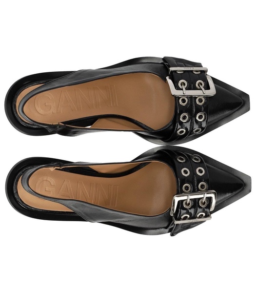 Ganni  Black Slingback Pumps With Buckle