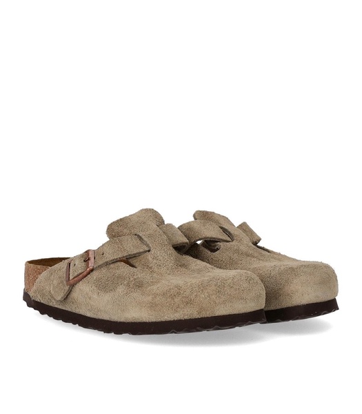 birkenstock boston suede taupe women's clog