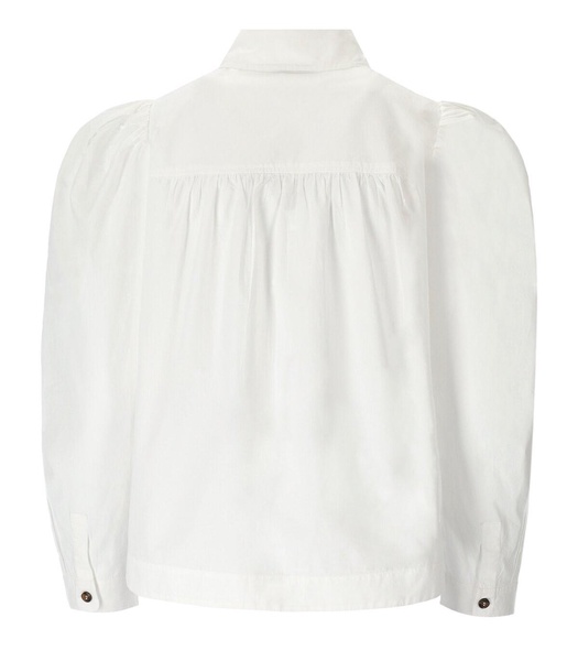 Ganni Puff-Sleeved Poplin Shirt