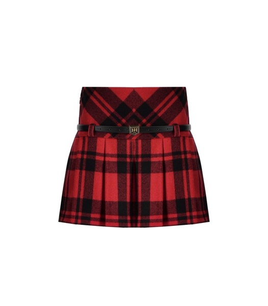 elisabetta franchi tartan belted skirt