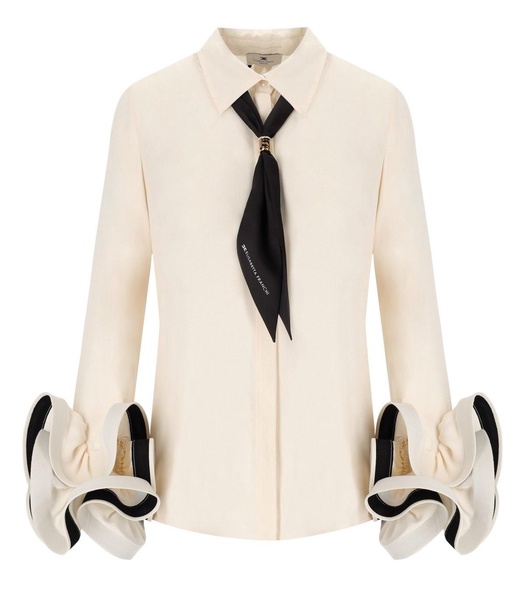 elisabetta franchi butter shirt with ruffles