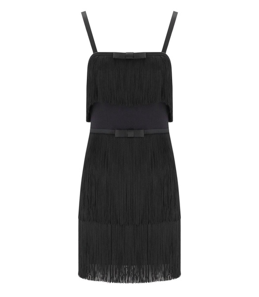 elisabetta franchi black fringed dress