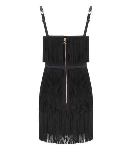 elisabetta franchi black fringed dress