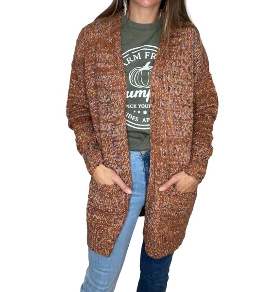 miley dot cardigan in cinnamon brown