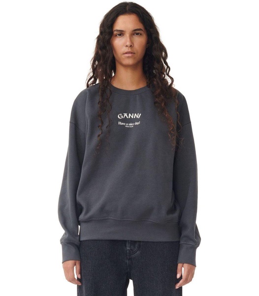 Ganni Isoli Grey Oversize Sweatshirt