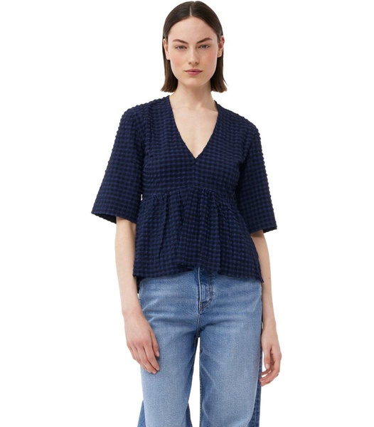 Ganni  Blue Peplum Blouse