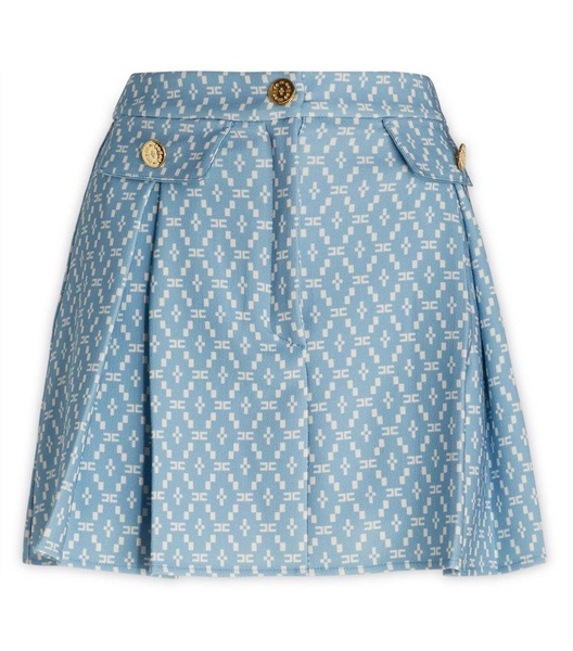 Elisabetta Franchi Logo Printed Buttoned Mini Skirt