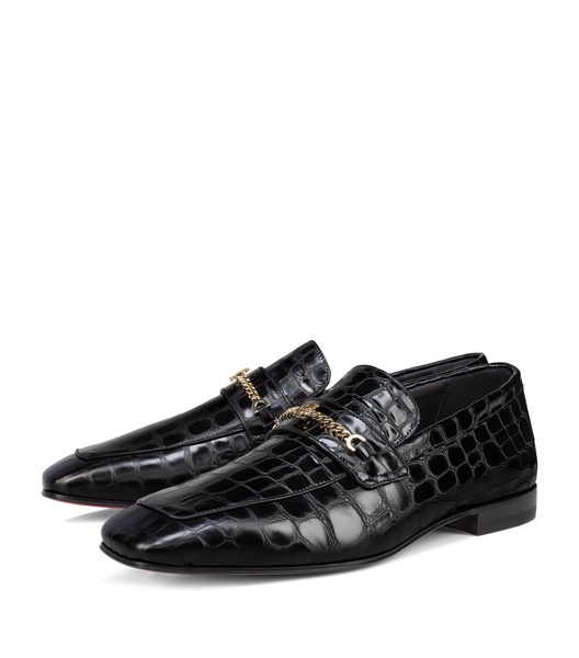 MJ Moc Croc-Embossed Leather Loafers