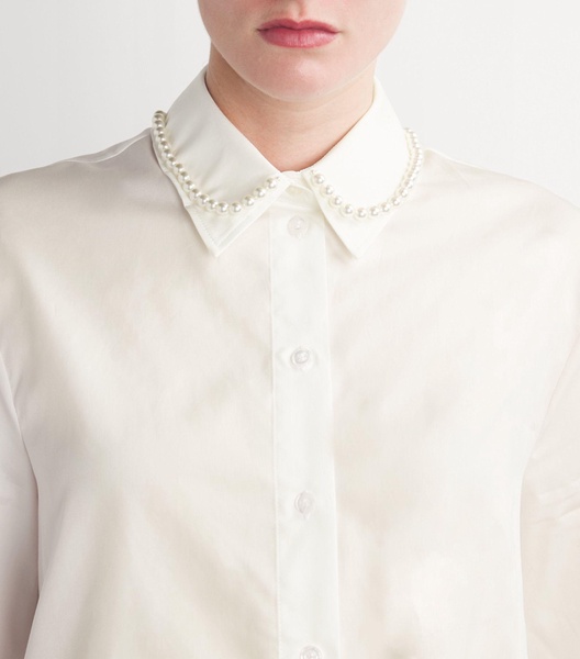 Pearl-Embellished Cropped Shirt