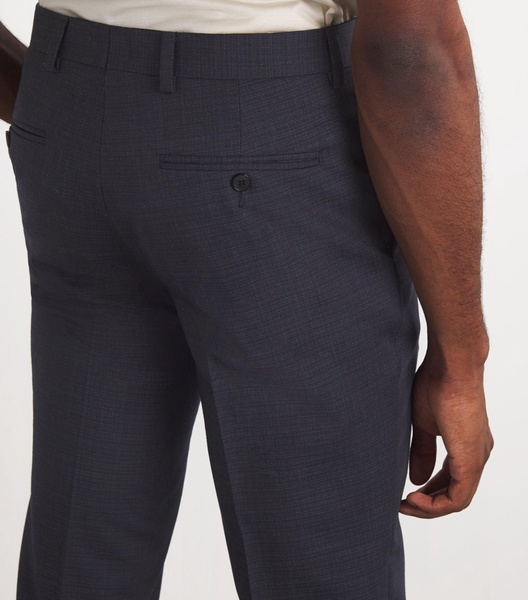 Virgin Wool Check Straight Trousers 