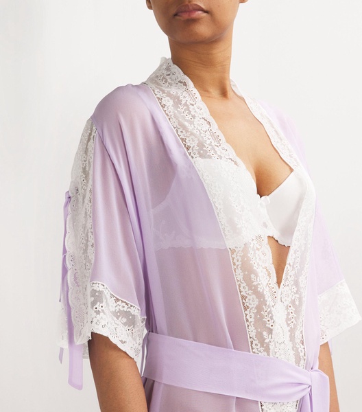 Silk Lace-Trim Costanza Robe