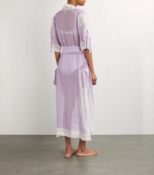 Silk Lace-Trim Costanza Robe