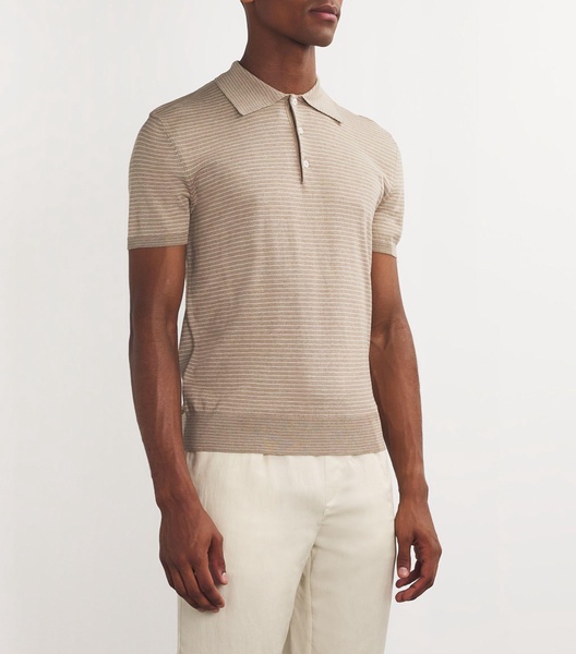 Silk-Cotton Striped Polo Shirt