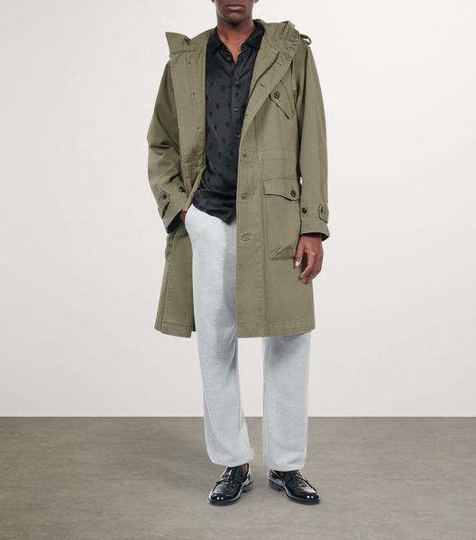 Patch-pocket relaxed-fit cotton parka coat