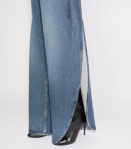 Side-Slit Round-Leg Jeans