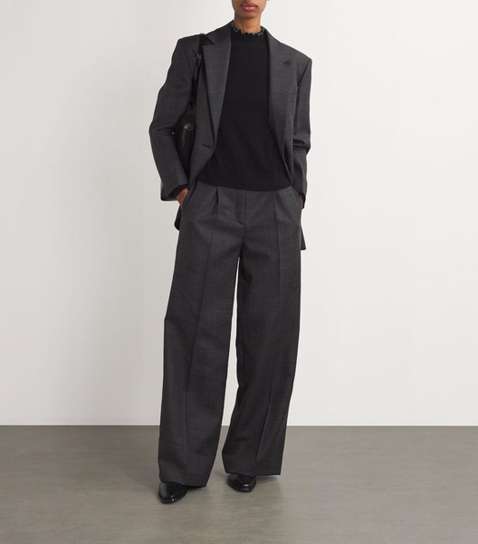 Virgin Wool Check Trousers