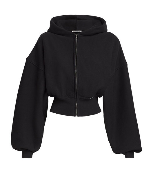 Cotton Cropped Zip-Up Hoodie 