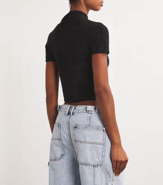 Wool-Blend Crystal Crop Top 