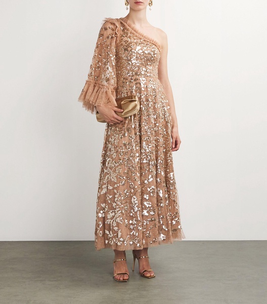 Sequin-Embellished Falling Leaves Gown 