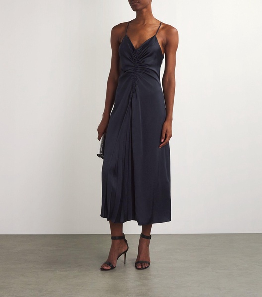 Satin Asymmetric Maxi Dress