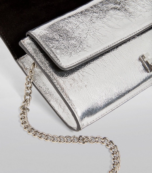 Leather Metallic Clutch Bag