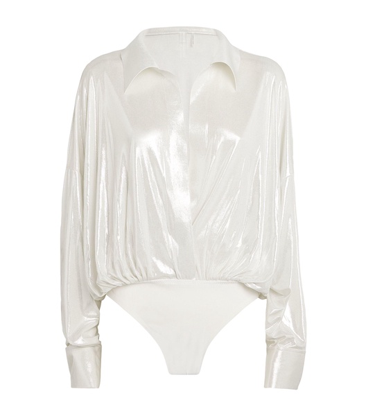 Lamé Shirt Bodysuit