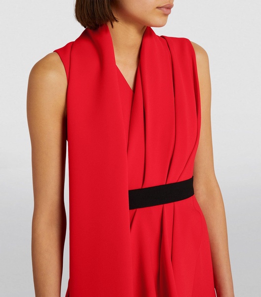 Asymmetric-Drape Gaelle Midi Dress