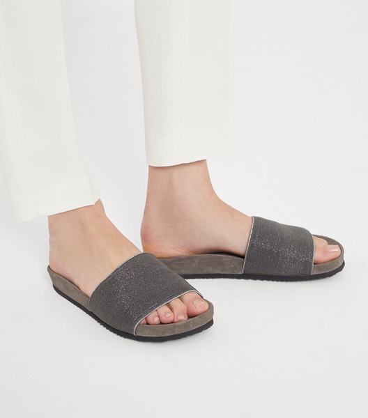 Leather Monili-Embellished Slides