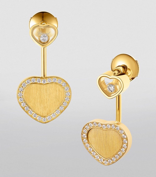 Yellow Gold and Diamond Happy Hearts Golden Hearts Earrings