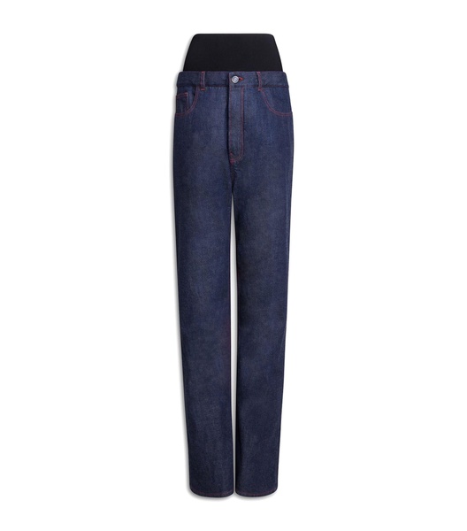 Knit-Waist Straight Jeans