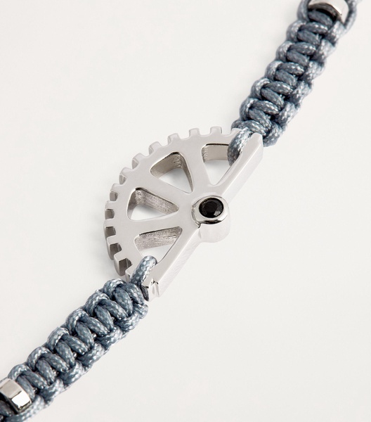 Rhodium-Plated Silver Puzzle Gear Bracelet