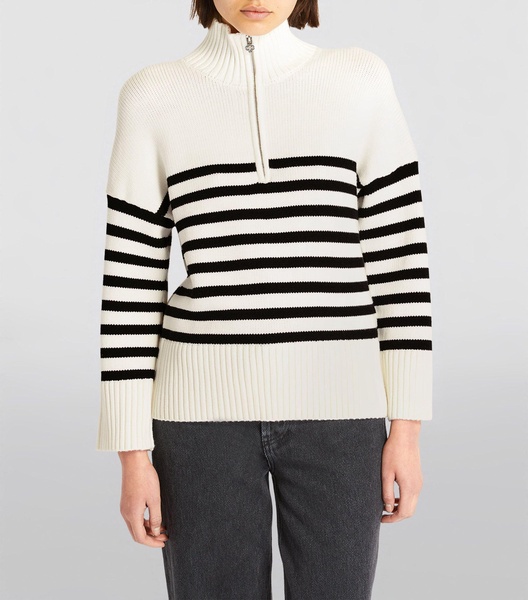 Striped Funnel-Neck Sweater