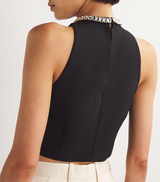 Rhinestone-Neck Crop Top