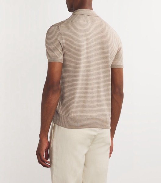 Silk-Cotton Striped Polo Shirt