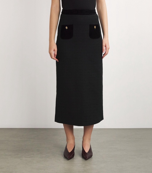 Cotton-Blend Midi Skirt 