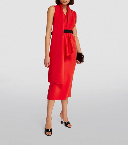 Asymmetric-Drape Gaelle Midi Dress